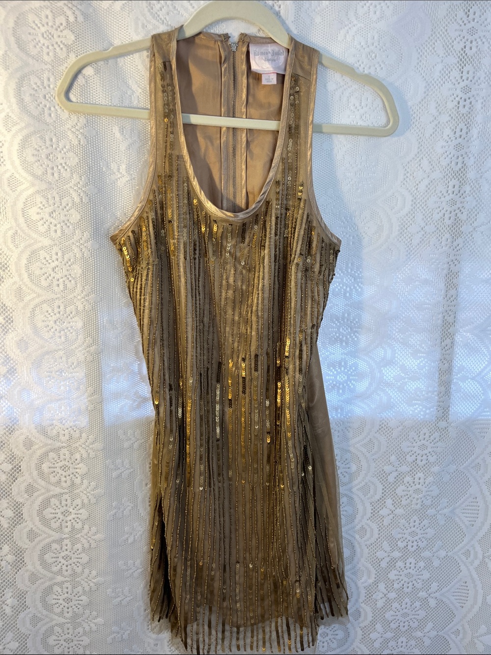 Romeo & Juliet beaded racer back mini dress S